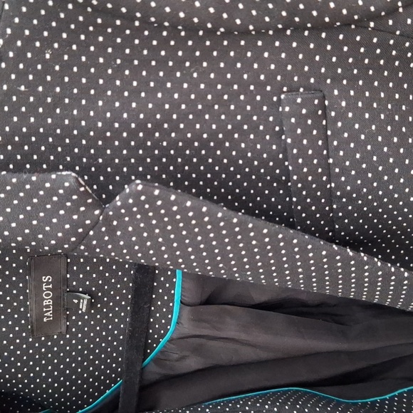 🐦 Talbots 2-Button Long Sleeve Blazer Jacket Women's Size 4 black with dots - Picture 10 of 13